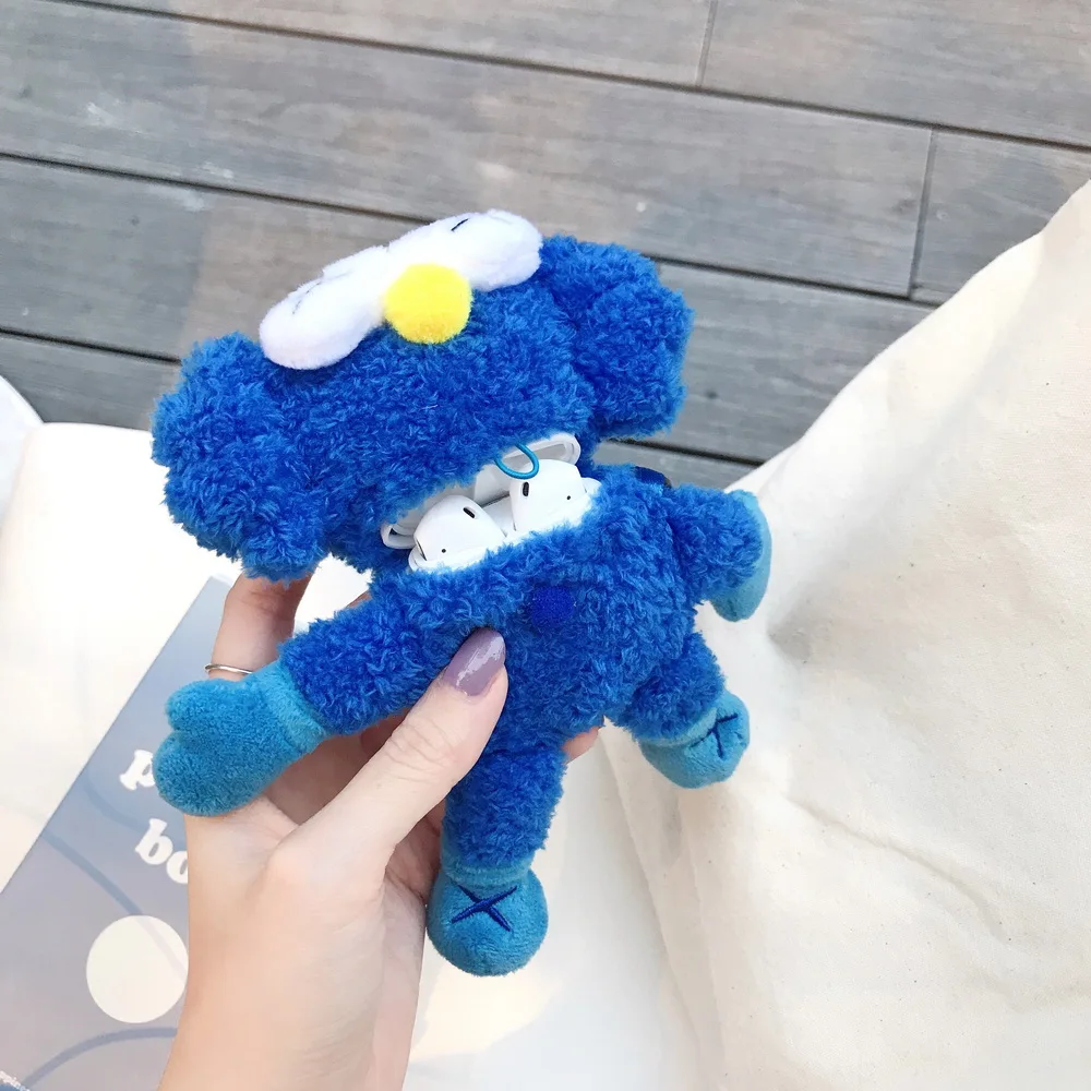 KAWAII Милая шерстяная Улица Сезам Элмо хочет играть Airpods Чехол ручной переноски прекрасный подарок для девочки Apple Airpods2 Bluetooth наушники чехол