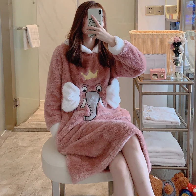 long sleeve fleece nightdress