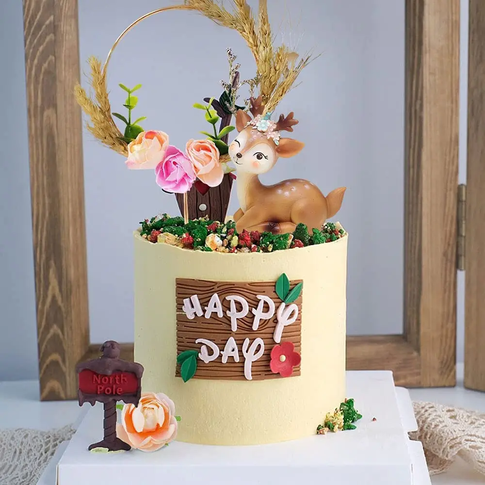 Adorno de pastel de ciervo de animales del bosque, decoración bonita para  fiesta de bienvenida de bebé, figuritas de ciervo, juguete en miniatura de  Navidad, adorno de resina de cervatillo - ..., image size:1000x1000
