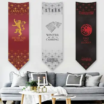 

46X150cm New Design Home Decor Game of Thrones Banner Flag House KTV Bar Stark Wall Hanging Flag Halloween Cosplay Party Decor