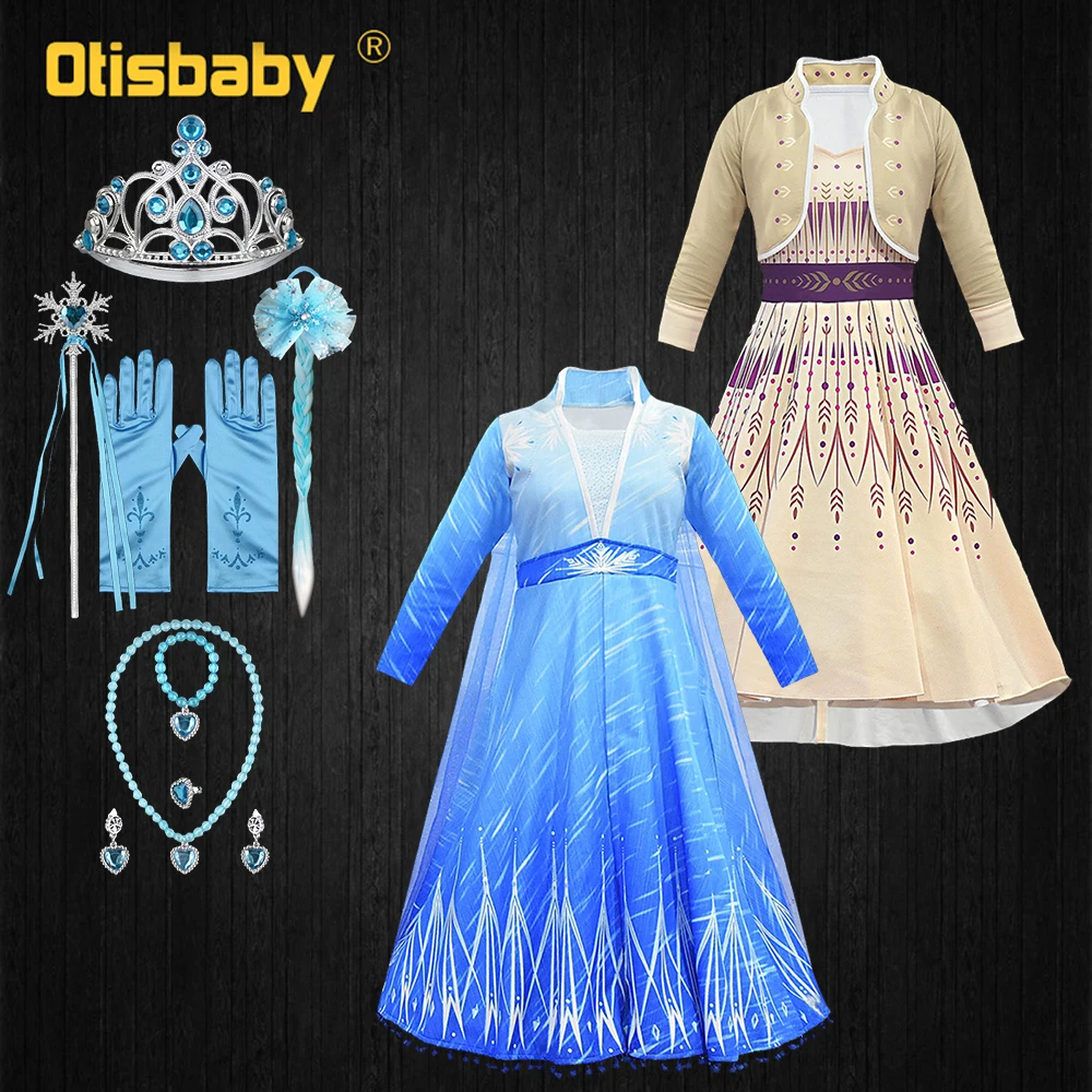 2020 Elsa 2 Christmas Infant Girls Anna Dress Snow Queen Child Halloween Costume Fantasia Princess Elza Frocks for | Детская одежда и