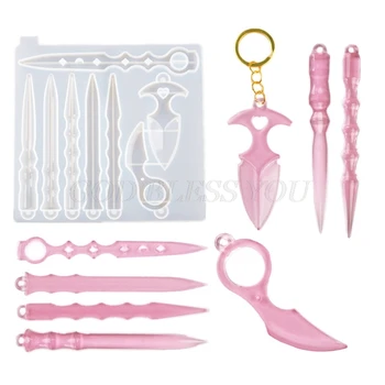 

Self Defence Dagger Mold Anti-Wolf Weapons Sword Silicone Mold Sword Axe Tacticals Pen Pendant Mold Jewelry Making Tools