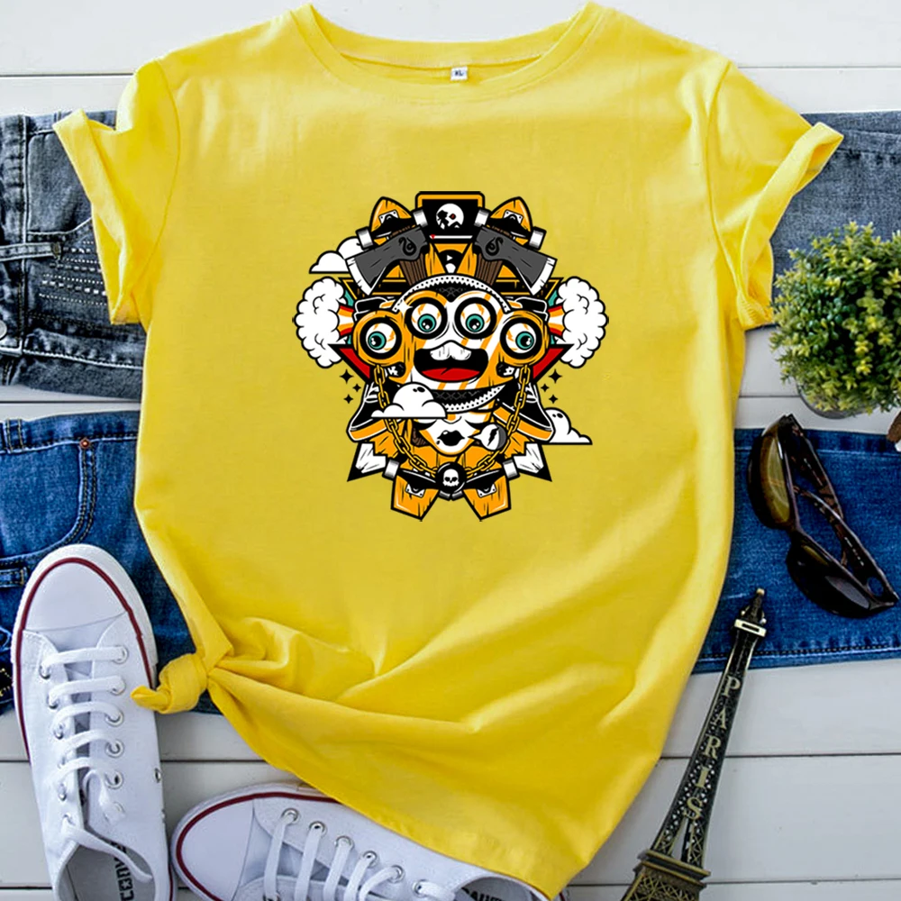 Fashion T Shirts Cartoon Character Funny Printing Tshirt For Women Punk Casual Woman T-Shirts Kpop Vintage Short Sleeve Tops