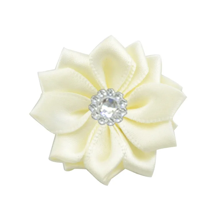 Nishine 1," 10 шт./лот 16 Petaled атлас с розочками лента цветы с жемчужной кнопкой используется для повязка на голову" сделай сам "заколки аксессуары для волос - Цвет: 1-10pcs