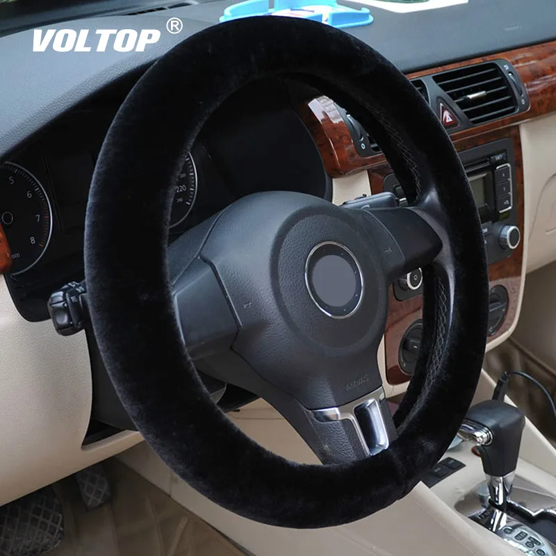 

VOLTOP Plush Steering Covers Car Accessories Steering Wheel Cover Winter Soft Wool Non-slip Universal Diameter 36-38cm
