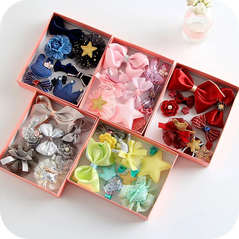 

10pcs Per Set Kids Hair Accessories Bow Knot Barrettes For Baby Girls Hair Clips For Birdthday Gifts