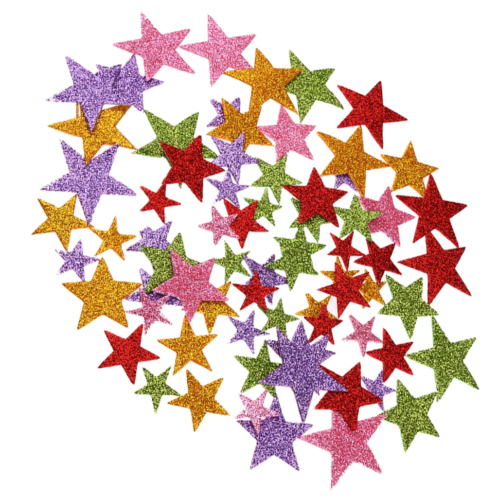 1 Pack Colorful Self Adhesive Star Shape Foam Glitter Stickers for Home Kindergarten Classroom Kids DIY Craft Projects