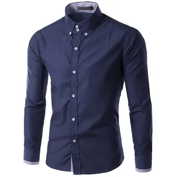 

Homens de alta qualidade camisa longa Dos Homens formais Novo Camisa de Manga de Lazer Moda Pura Manga Long casual shirt 10.4