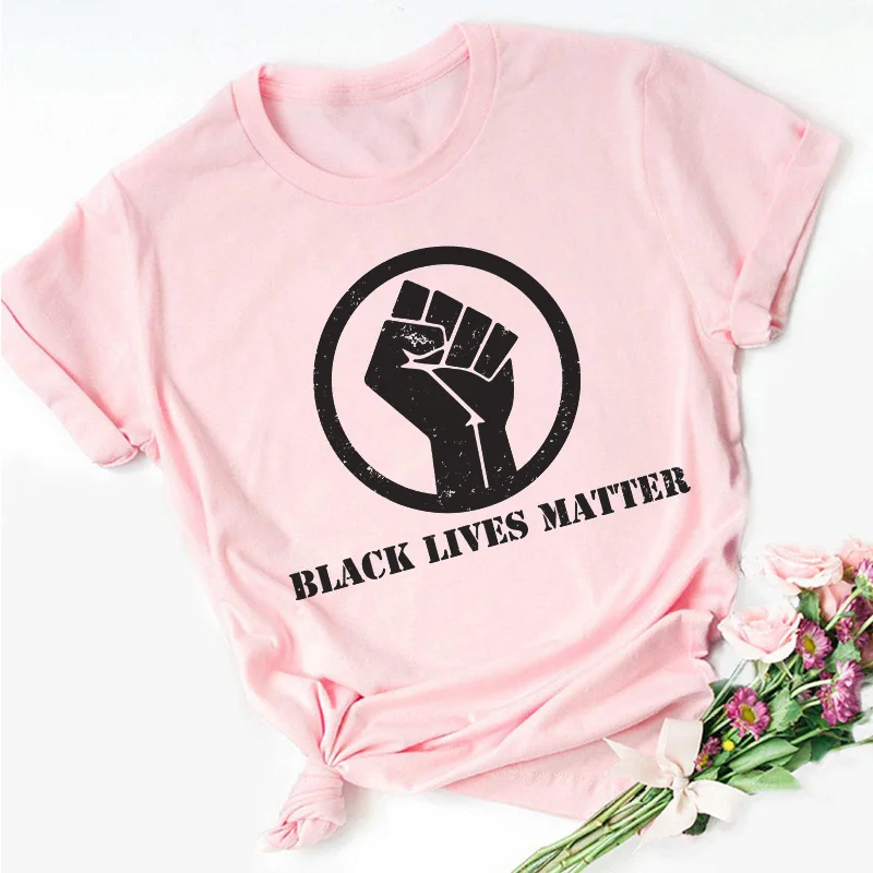 BLACK LIVES MATTER Alphabet Print Pink T-shirt Women New Summer Short Sleeve Fashion Lady Tops T Shirt Ladies Female Tee Tshirt