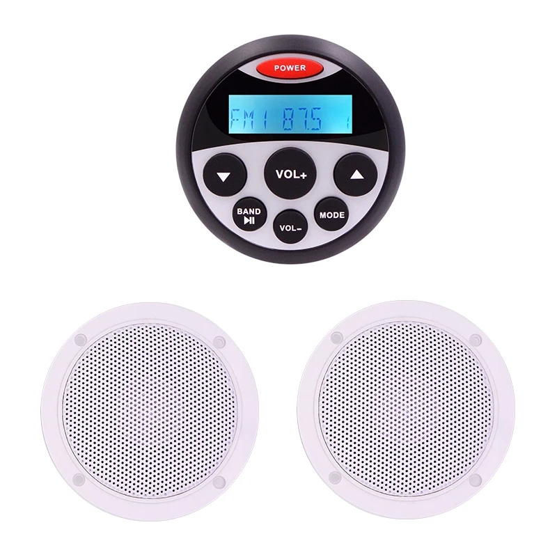 Водонепроницаемый морской радиоприемник Bluetooth стерео аудио FM AM MP3 плеер + 1 пара 4