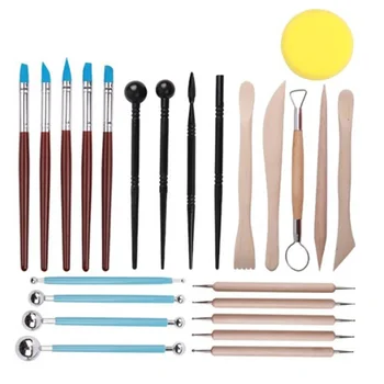 

Clay Shaping Tools Stylus Dotting Tools for Pottery Sculpture Rock Painting Mandala Art Carving Modeling Sets(24 Pcs)