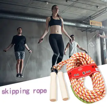 

1pc Skip sports jump rope practice speed jump color handle random grip child wooden fitness training equipment kids T4E1