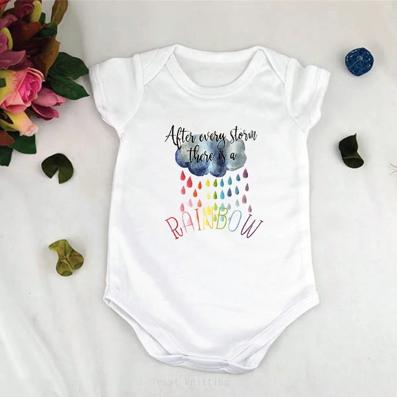 После каждого шторма есть Радужный милый сдельник для ребенка рубашка новорожденный боди домашний наряд Одежда для младенцев