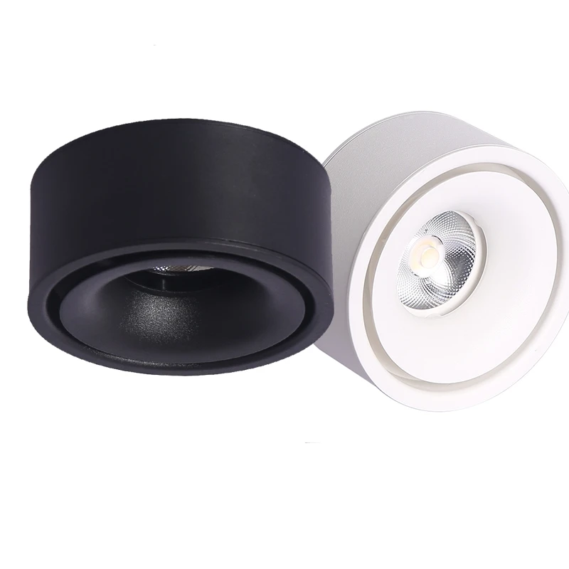 Round dimmable LED surface mounted spotlight COB free hole ceiling spotlight 7W / 12W 15W living room surface mounted downlight led ceiling light ceiling light dimmable spotlights