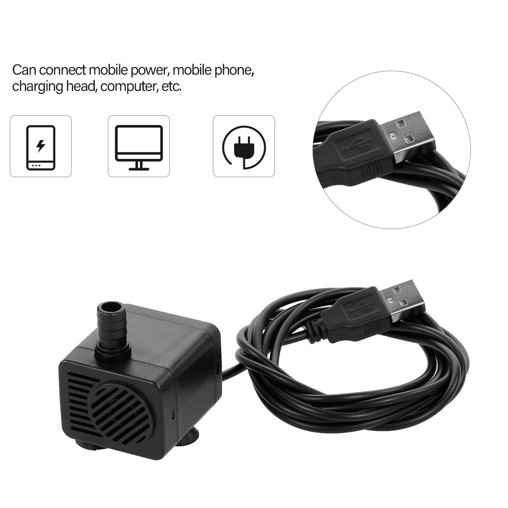 5 в ультра-тихий мини Бесщеточный USB водяной насос со шнуром водонепроницаемый для погружного фонтана пруда аквариума