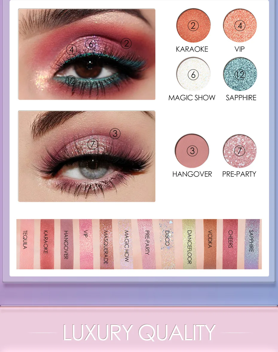 Paleta da Sombra do Tempo de Focallure Fosco em pó para o Olho Pallete da Sombra dos Olhos Cores Pressionado Brilho Maquiagem Profissional 12 8 12 cores pressionado brilho fosco em pó