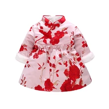 Детское платье для танцев в китайском стиле; платье Чонсам для девочек; новогодний праздничный костюм; сатиновый бархатный костюм в стиле Тан; хлопковый костюм с вышивкой