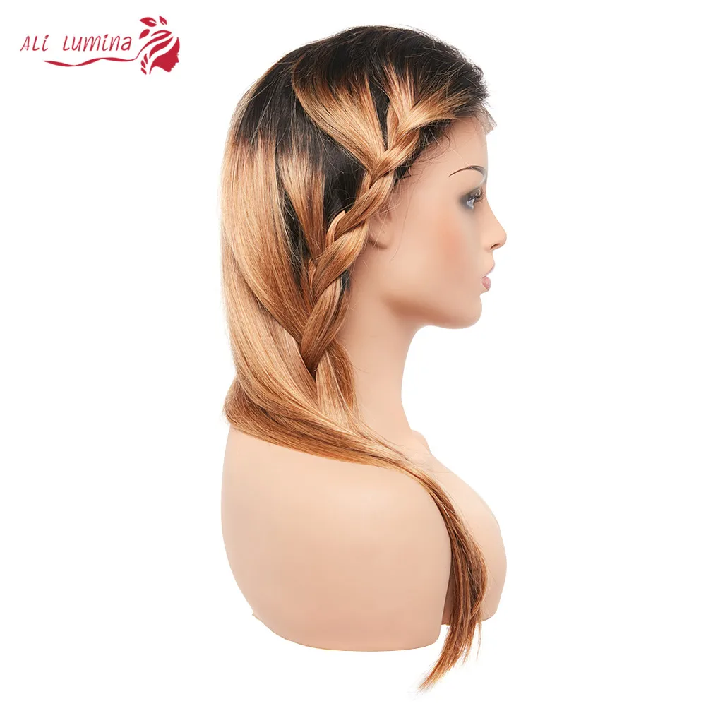 1B27 Ombre Malaysian Straight Wig Honey Blonde 30 Inch Wig Remy Colored Human Hair Wigs 4X4 Lace Closure Wigs For Women