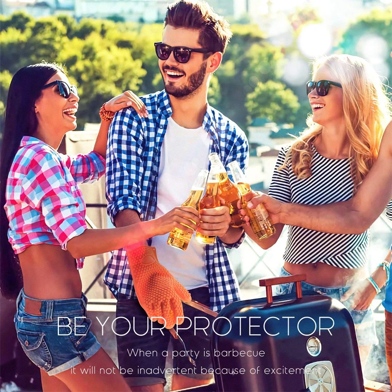 1pc Food Grade barbecue Gloves Heat Resistant Silicone BBQ Gloves Oven Mitts Silicone Fireproof Kitchen Microwave oven