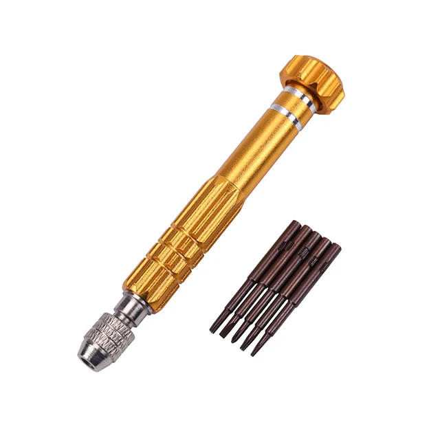 1PC 5 in 1 Screwdriver Bit Repair Screen Open Tool Kit Precision Screwdrivers Set Mobile Phone Repair Tools Screwdriver Gold