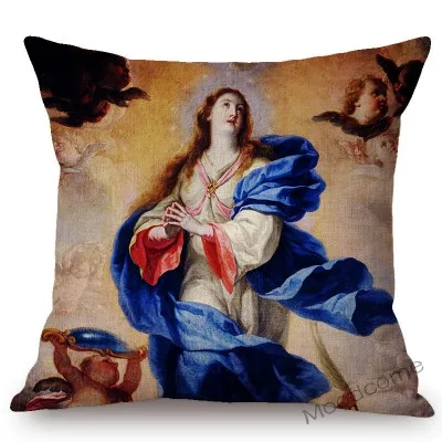 Библейская история картина маслом Иисуса Христова Девы Марии ангелы христианский домашний декор диван пледы льняная наволочка