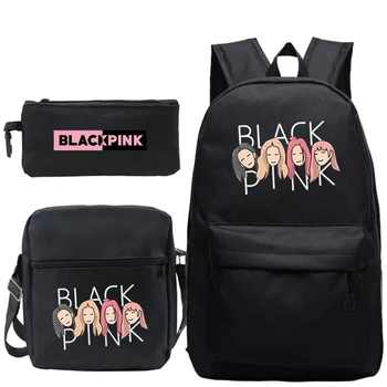 

Blackpink Backpack Women Mens 3pcs/set Hang Bag Pencil Case Jisoo Jennie Lisa Rose Bookbag School Bags Laptop Travel Backpacks