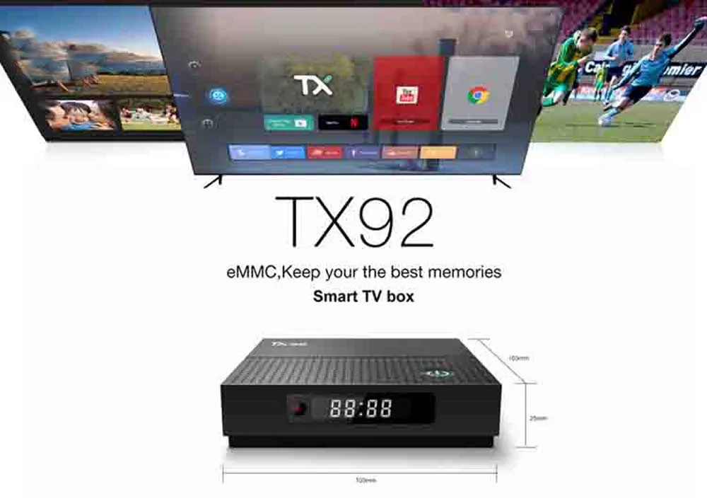 10 шт. TX92 ТВ коробка Amlogic S912 Восьмиядерный процессор Android 7,1 OS BT 4,1 1000M LAN Max 3g ram 32G rom 2,4G/5G Wifi Smart set top Box