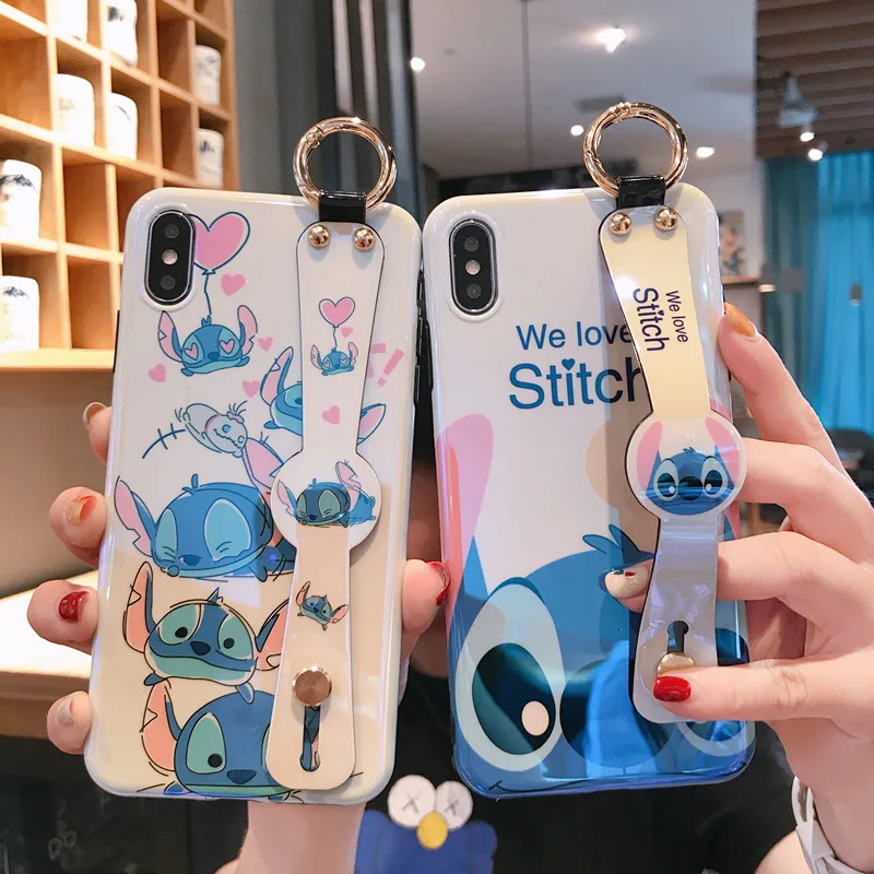 

For Huawei p30 P20 pro Cute Stitch Wrist strap soft Phone Case For Huawei mate20 pro nova 543 honor V20 10 blue ray Shell Cover