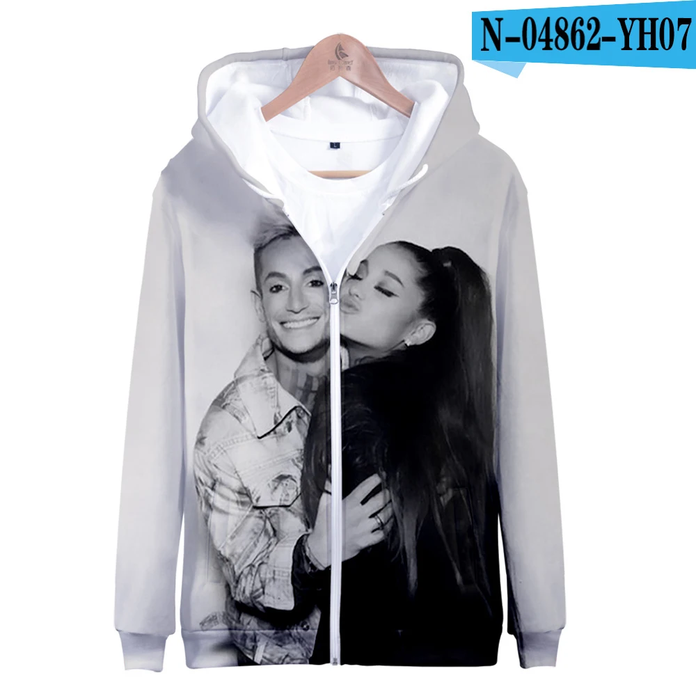Ariana Grande толстовки на молнии с 3D принтом, спортивный костюм, уличная одежда для женщин/мужчин, толстовка с капюшоном и длинным рукавом - Цвет: Золотой