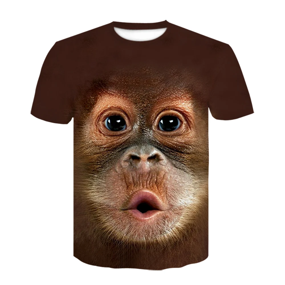 T-shirts 3D Men 2020 Summer Printed Animal Monkey T-shirt Short Sleeve Funny Casual Tops Tees Male plus size xxxxl | Мужская одежда