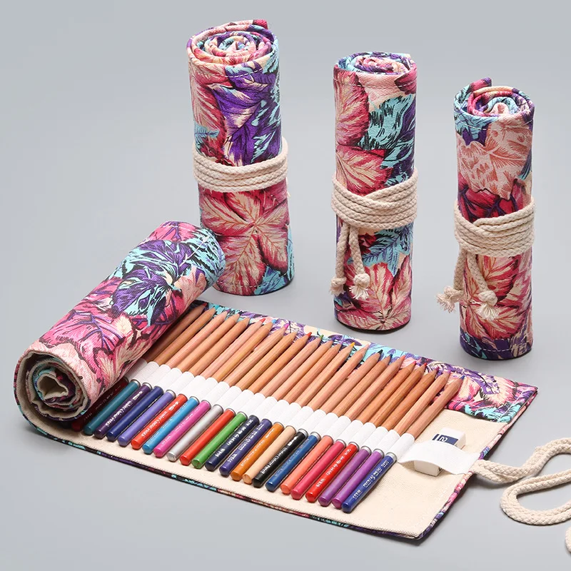 

School Pencil Case 12/24/36/48/72 Pouch Boys Holes Pen for Box Stationery Penal Roll Pencilcase Bag Large Girls Penalties