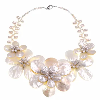 

Fashion Bridal necklace white sea shell shell pearl flower necklace for wedding