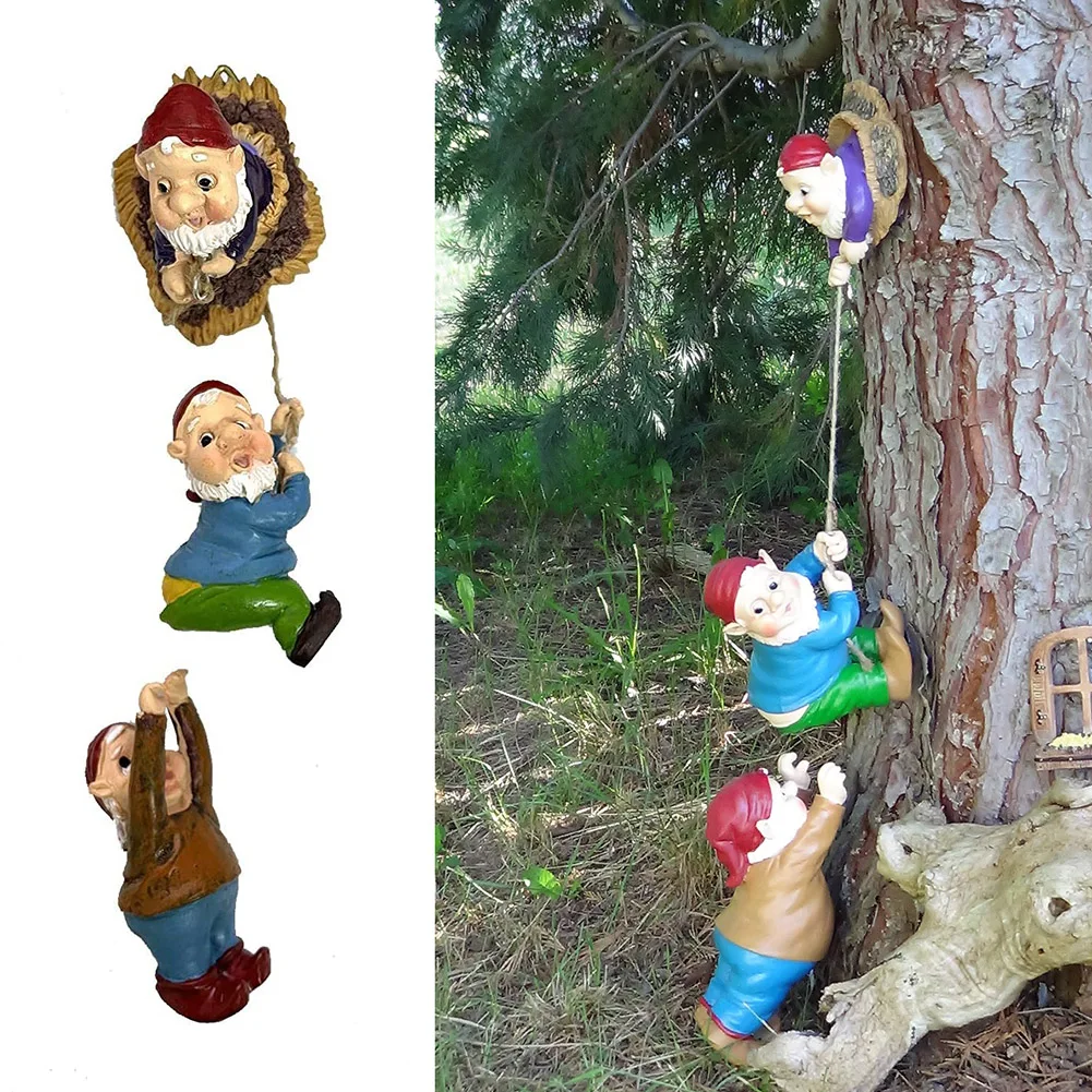 Resin Climbing Gnome Sculpture Dwarf Art Statue Landscape Lawn Figurine For Gift Outdoor Balcony Porch Patio Yard Garden Decorat