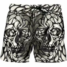 Стереоскопические повседневные шорты с принтом черепа, 3D черные белые лепестки, шорты для отдыха для фитнеса, Мужская/женская одежда в стиле хип-хоп, пляжные шорты