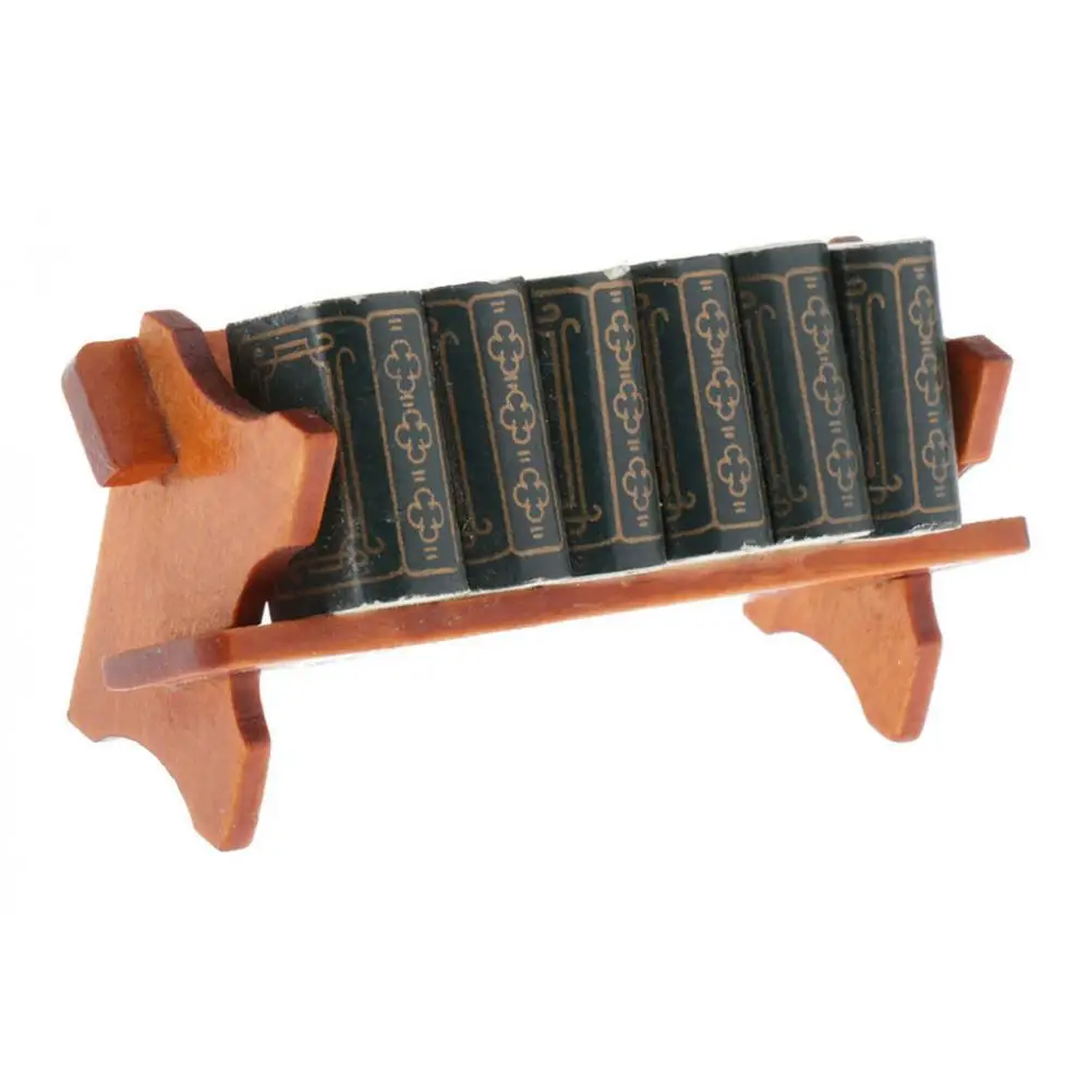 Dollhouse Miniature 1:12 Scale Wooden Bookshelf with Books for Dolls House Study Room Office Offerings