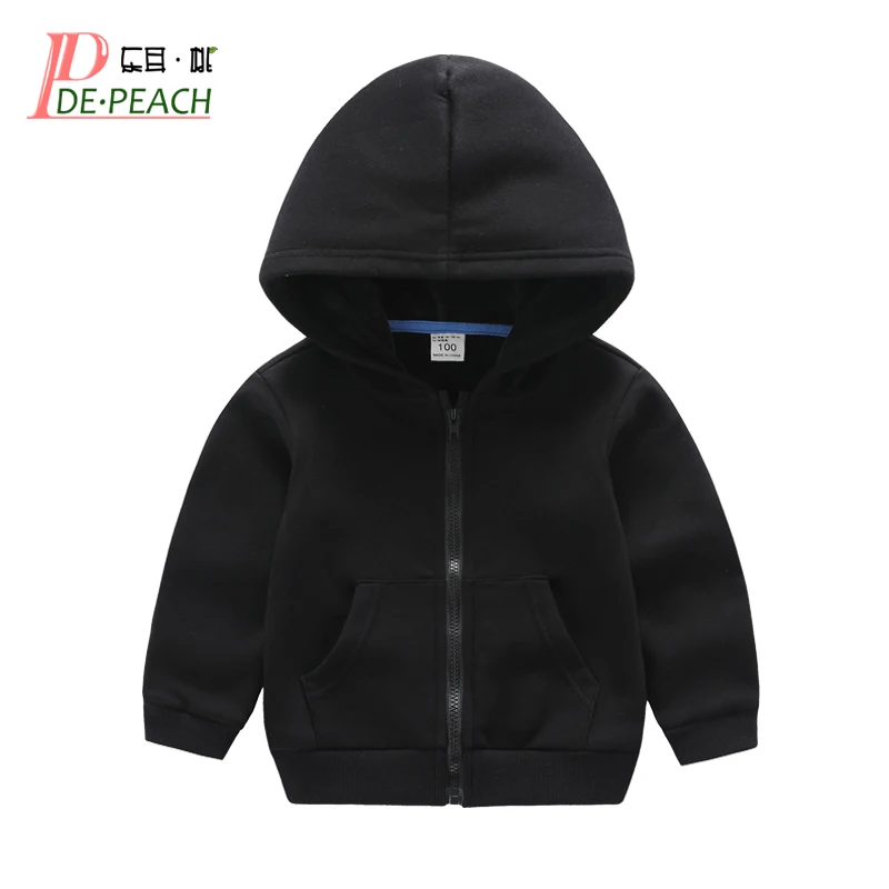 DE PEACH/зимняя Вельветовая куртка с капюшоном на молнии для маленьких мальчиков и девочек детское однотонное теплое пальто детские толстовки с капюшоном для подростков, верхняя одежда