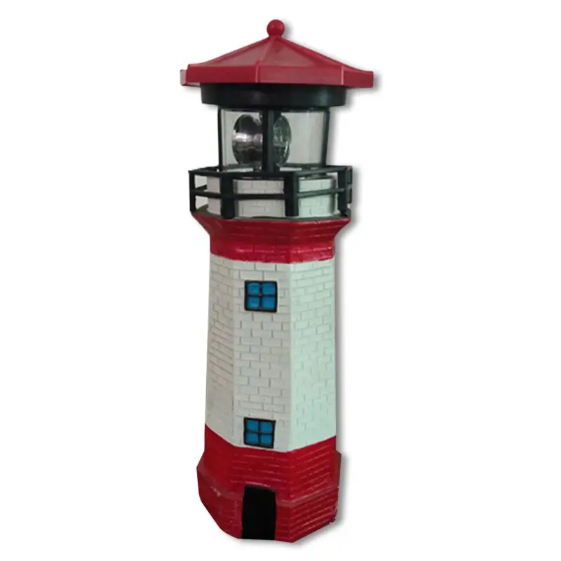

Fence Lighthouse Light Rotating Beam Patio Ornament Garden Lamp Solar Power LED E65B