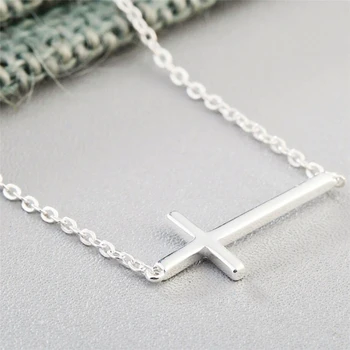 

Sole Memory Simple Cross Creative Fashion 925 Sterling Silver Clavicle Chain Female Necklace SNE527