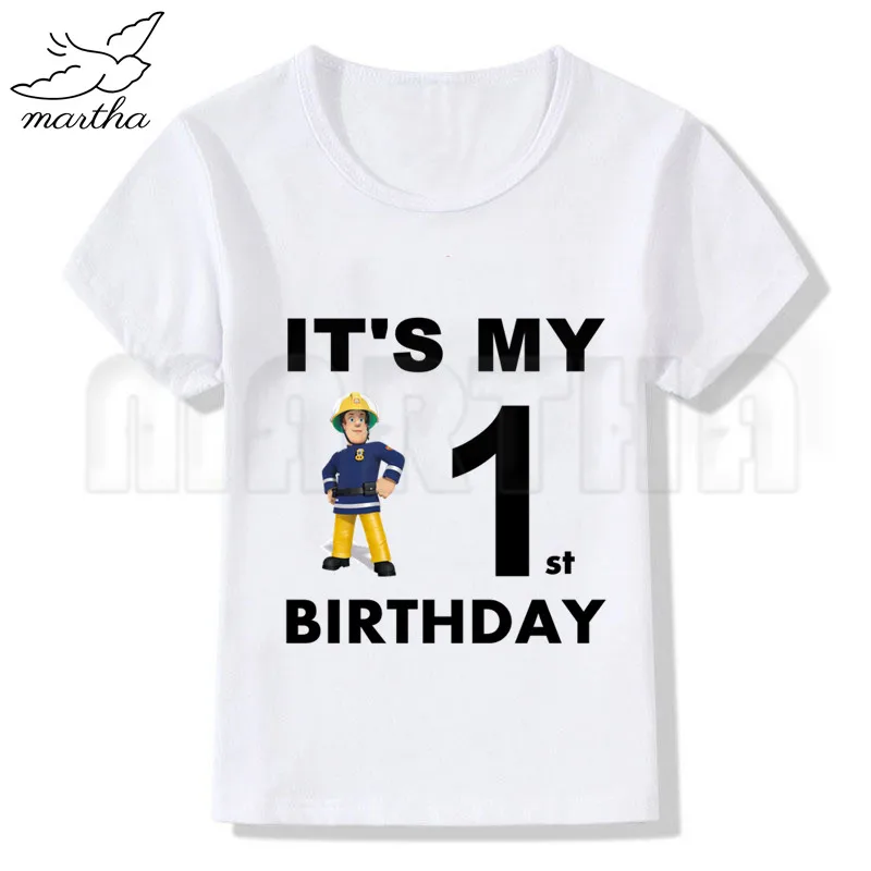 Fireman Sam Детская футболка на день рождения для детей мультяшная белая девочек с