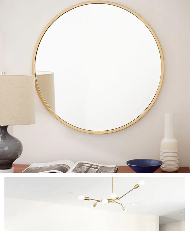 Ретро металлическое круглое зеркало в ванную комнату настенный домашний спальня зеркало туалетный столик декоративное зеркало WF9151130