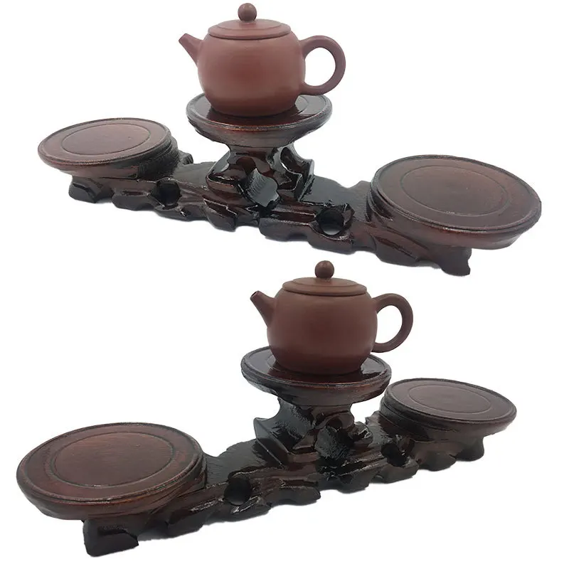 

Imitation Mahogany Circle Cup Mat Wood Yixing Clay Teapot Solid Wood Stone Decoration Base Wooden Pallet Antique Shelf High Whol
