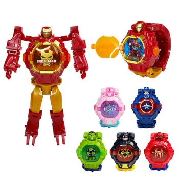 

Disney Marvel Spiderman Ironman Kids Watch Action Figures Superhero Frozen Children's Elsa Watch Anime Figures Boys Girls Gift