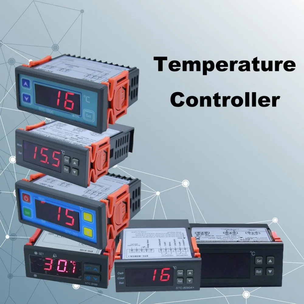 STC-8080A регулятор температуры холодильного оборудования, интеллектуальный Терморегулятор с автоматическим синхронизацией, функция сигнализации 12 в 110 В 220 В