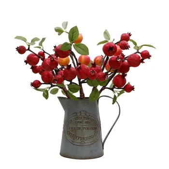 

12P Fake Short Stem Foam Pomegranate Simulation Pomegranates Branches for DIY Bridal Bouquet Accessories for Wedding Decorative