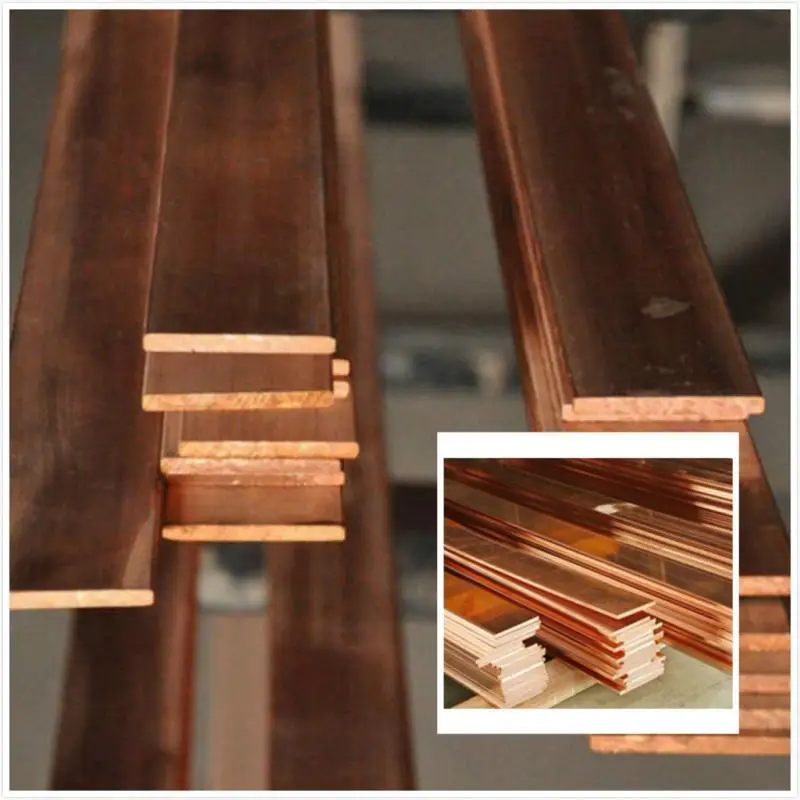 1pcs Length 500mm High Quality T2 Red Copper Flat Bar Strip 99.95% Pure Copper  Plate CNC DIY Material Thickness 2/3/4/5/6/8mm