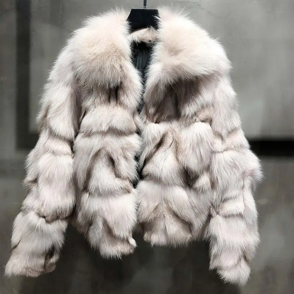 White red fox fur 02 JAZZEVAR Зима новое поступление натуральный лисий мех женское пальто новая мода короткий стиль высокое качество зимняя одежда для женщин на молнии W9089 - Цвет: White red fox fur 02