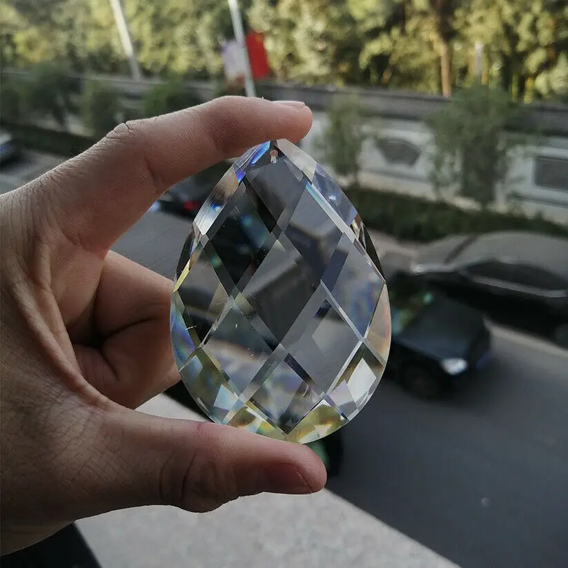 80mm Glass Art Crystal Prism Pendant Chandelier Lamp Hanging Ornament DIY Suncatcher Faceted Teardrop crystal sun catcher chandelier crystal drops