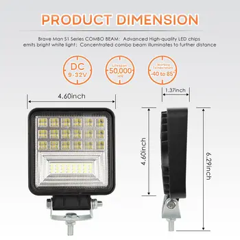 

Aluminum alloy LED Work Light Spotlight 126W 6000K Replacement SUV Driving