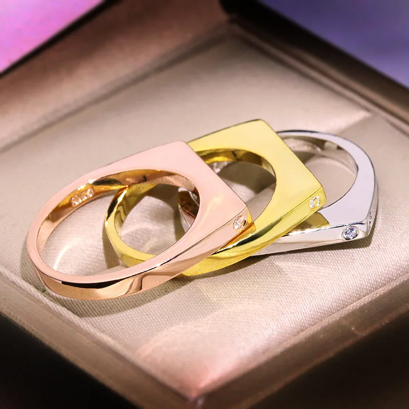 Anillo Cuadrado Con Forma Geom trica Simple Anillo Cuadrado De Plata 