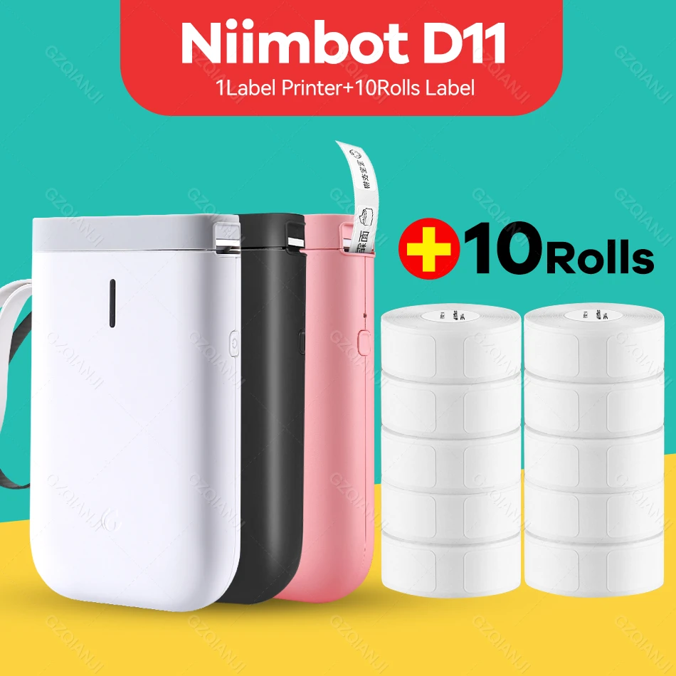 Niimbot D11 Label Printer Mini Wireless Sticker Printing Label Maker with 5 10 Roll White Paper Official Phone Price Tag Printer mini photo printer canon